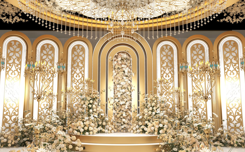 南郑香槟色调婚礼堂效果展示